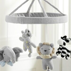 Gray Knit Animal Baby Mobile